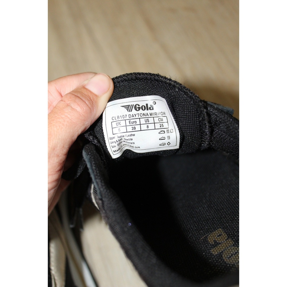 Gola Daytona Mirror Black Gold Suede Mesh Sneakers CLB107 Women Size 8 US 39 EU - Picture 6 of 6